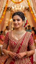 Royal Floral Multi-Layered Gold & Diamond Bridal Choker Set