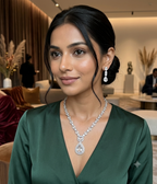Elegant Teardrop Solitaire Pendant Necklace Set