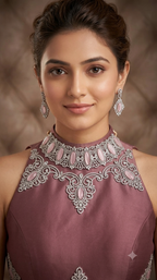 Rose Quartz & Marquise Crystal Choker Set with Matching Drop Earrings