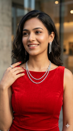 Royal Emerald & Diamond Cluster Set & Teardrop Earrings in Silver Finish