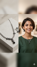 Modern Black Starburst & Teardrop Silver Set