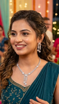Silver-Plated Cubic Zirconia Choker Necklace and Dangle Earring Set for Women - Perfect for Parties & Weddings