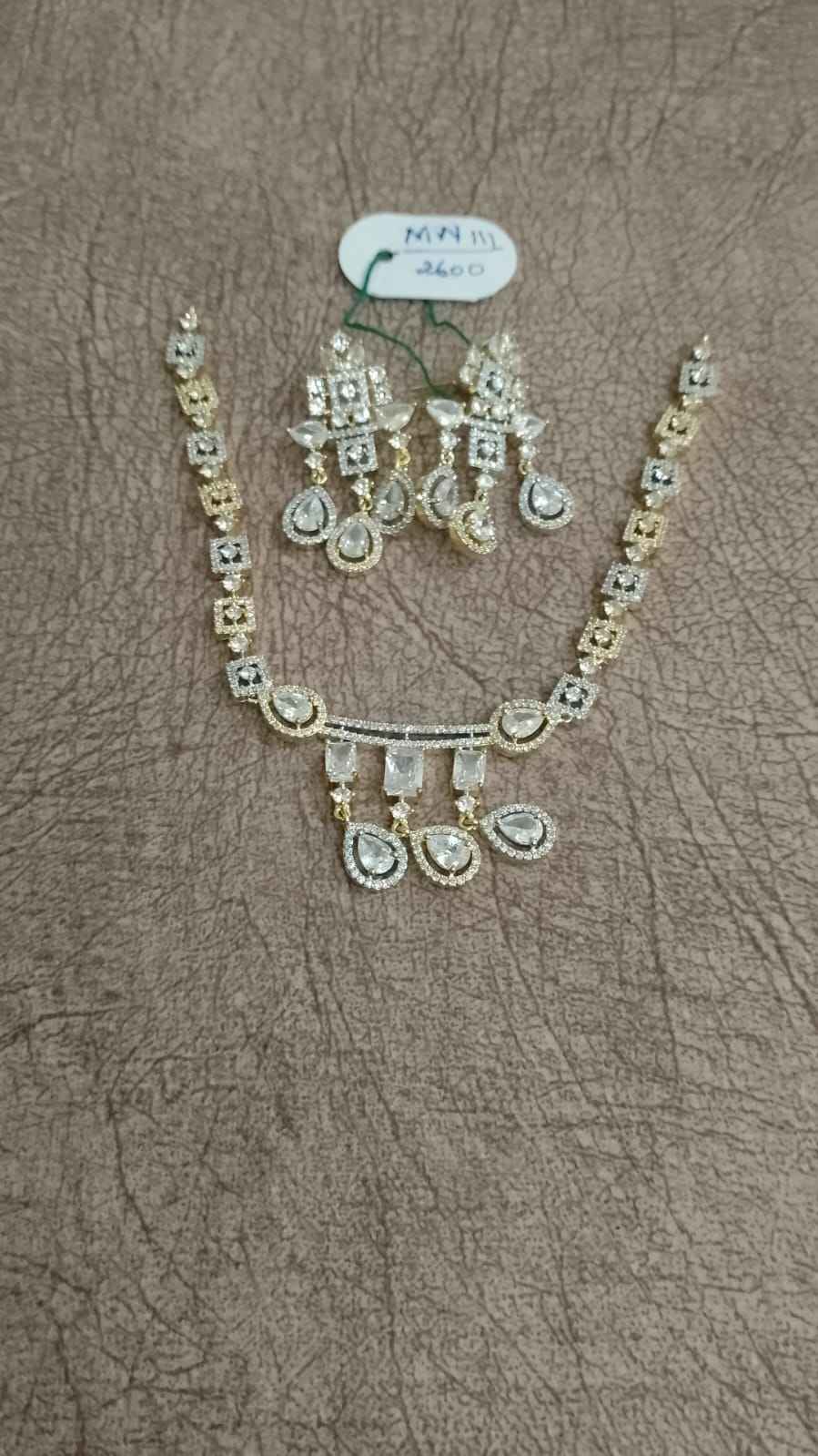 Premium Two-Tone Dual-Layered American Diamond Festive Necklace Set