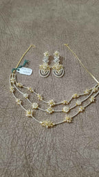 Premium Three-Tiered Floral American Diamond Layered Necklace Set