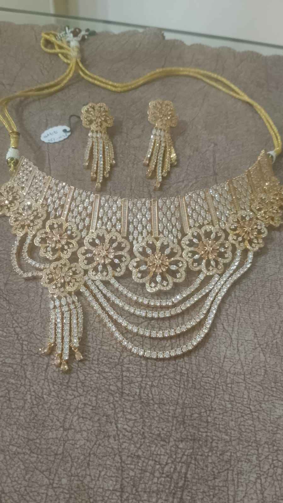 Royal Floral Multi-Layered Gold & Diamond Bridal Choker Set