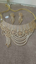 Royal Floral Multi-Layered Gold & Diamond Bridal Choker Set