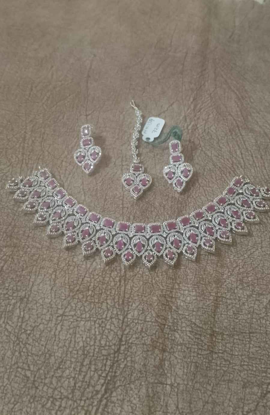 Elegant Rose-Pink & Silver Filigree Choker Set