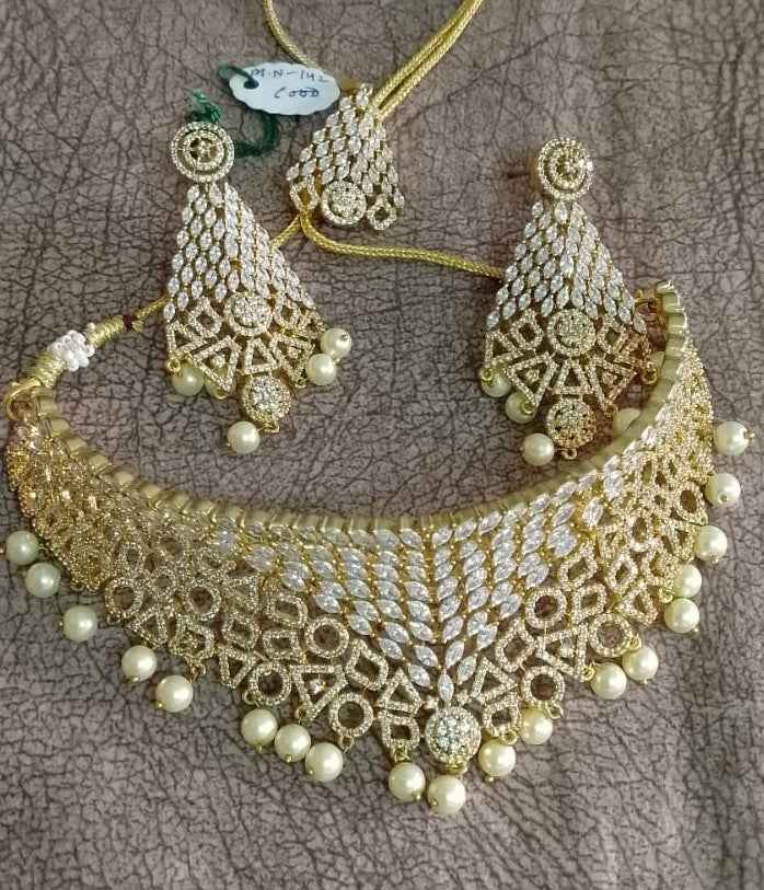 Royal Embellished American Diamond Bridal Choker Set