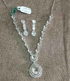 Elegant Teardrop Solitaire Pendant Necklace Set