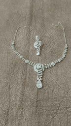 Teardrop CZ Diamond Necklace and Earring Set for Women