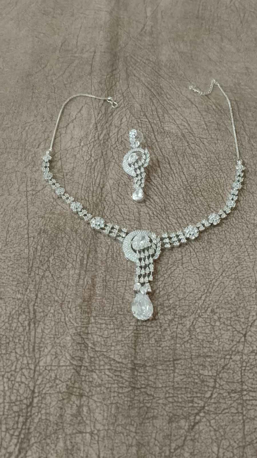 Teardrop CZ Diamond Necklace and Earring Set for Women